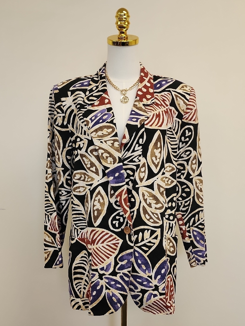 Danielle Bernstein Abstract Print Blazer Jacket Black Multi Color Size Medium